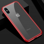 Wholesale Apple iPhone XS / X Fully Protective Magnetic Absorption Technology Transparent Clear Case (Red)